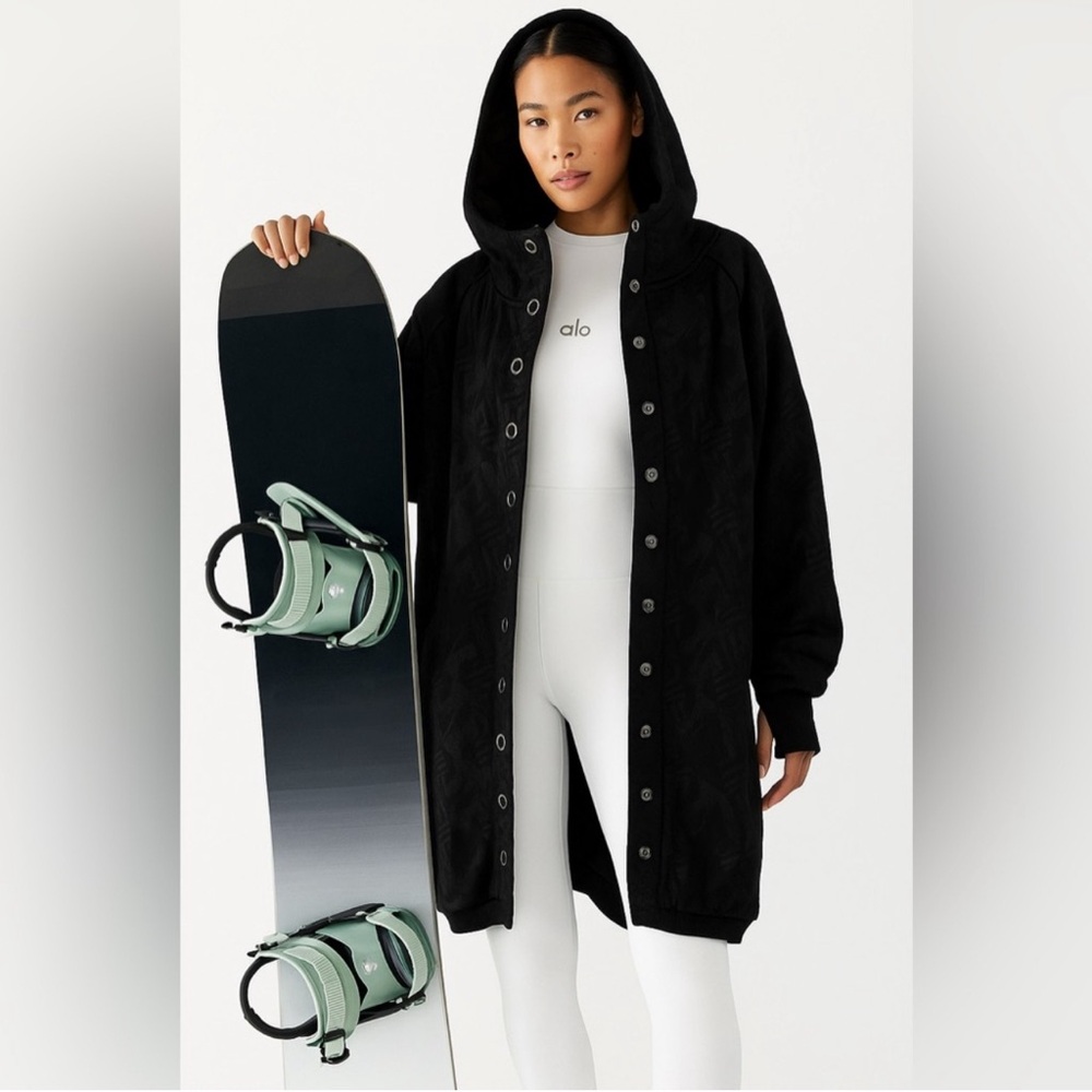 Nikita Jacket Button Down Sweater Hoodie Dress Size Medium Black